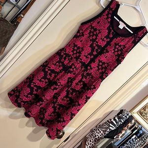 Love…ady size large pink and black floral sleeveless dress